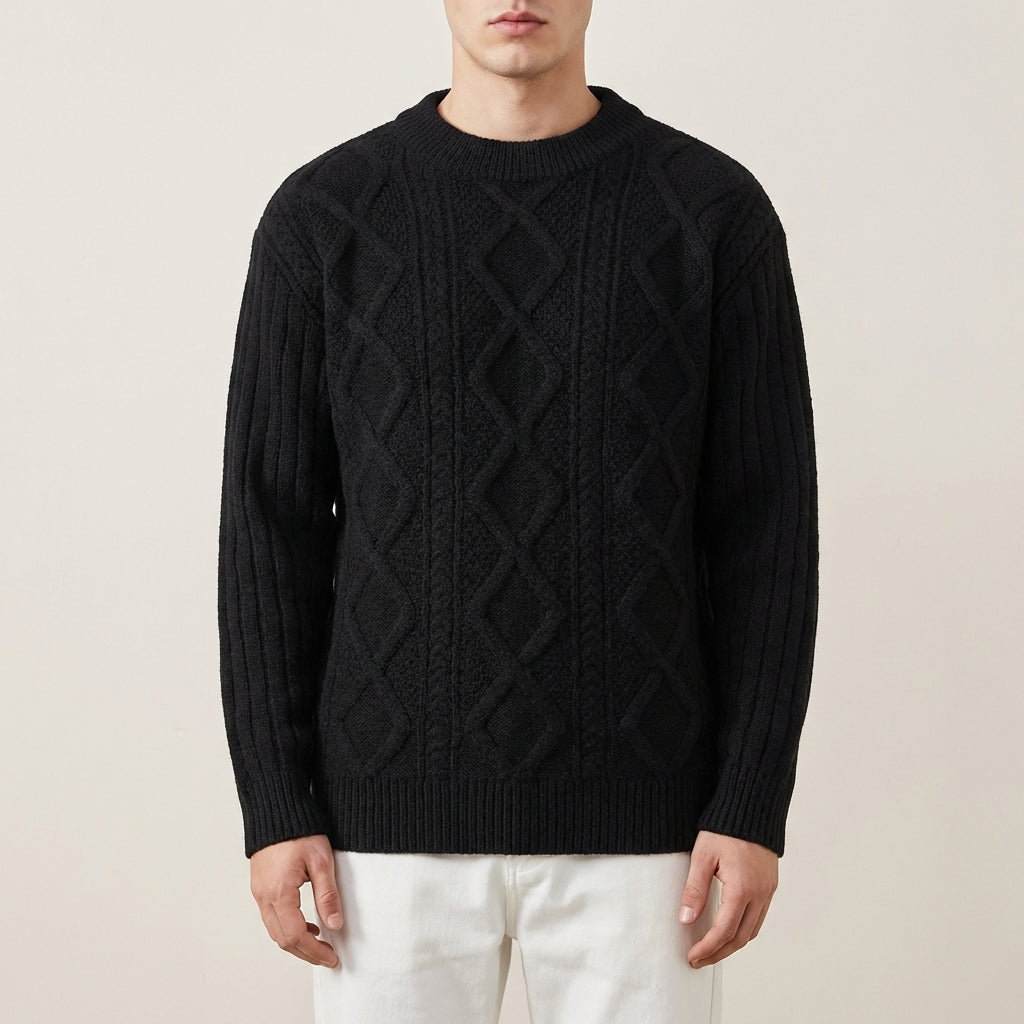 Męski wzorzysty sweter – Prosty dół