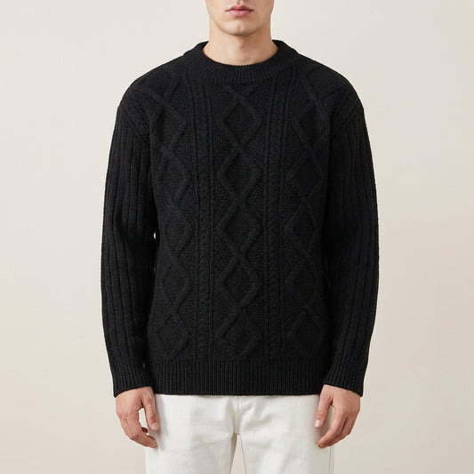 Męski wzorzysty sweter – Prosty dół