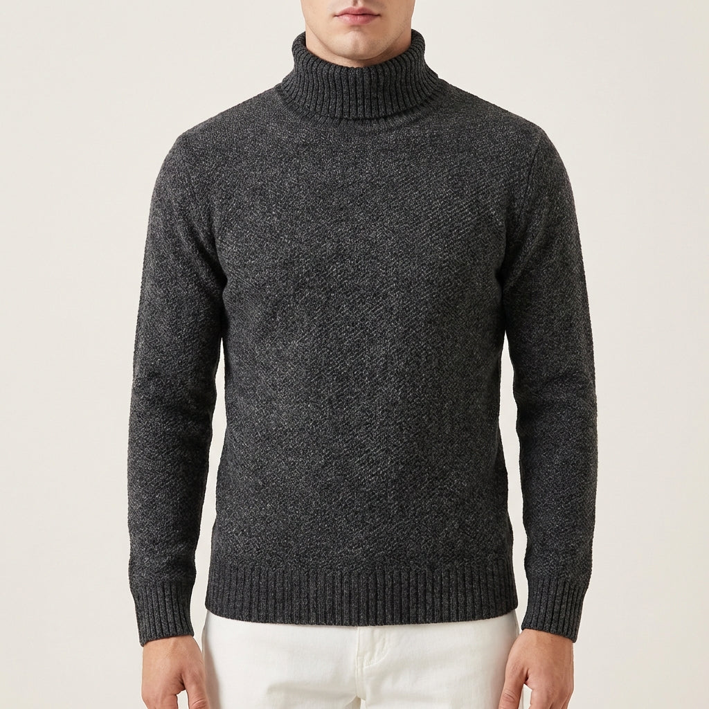 Męski sweter dzianinowy – Wysoki kołnierz
