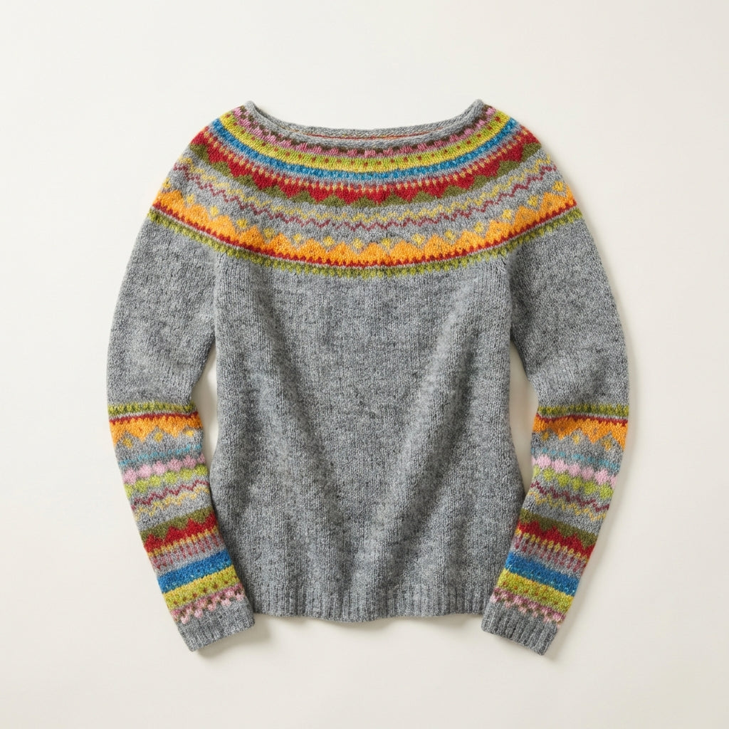 Damski wzorzysty sweter dzianinowy – Długi rękaw