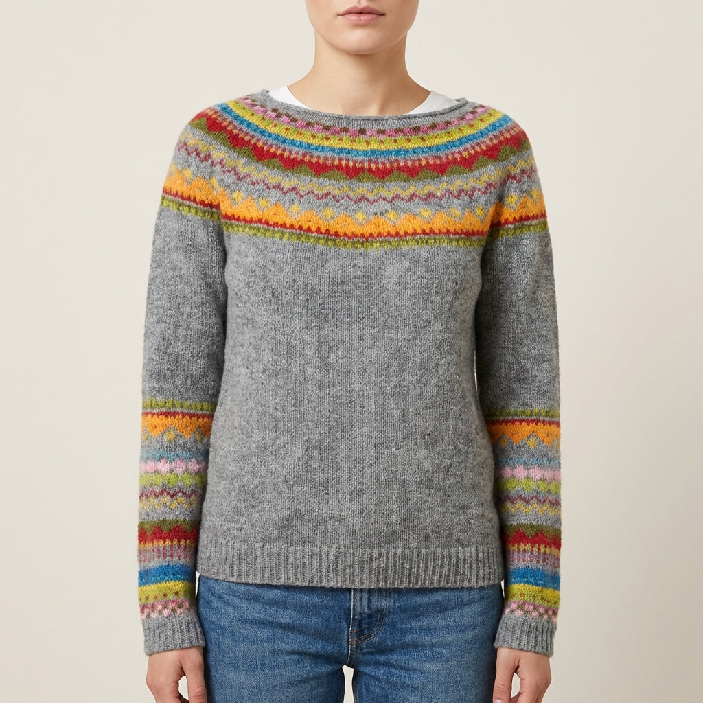 Damski wzorzysty sweter dzianinowy – Długi rękaw