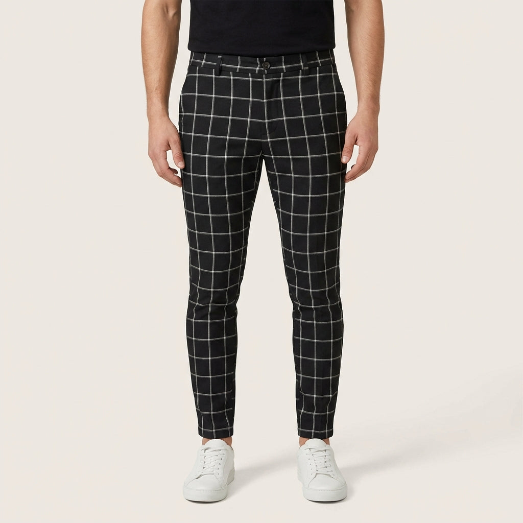Spodnie męskie w kratę – Fason slim fit