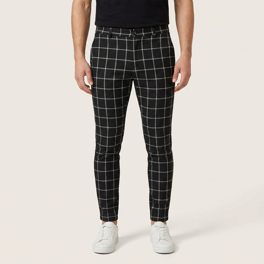 Spodnie męskie w kratę – Fason slim fit