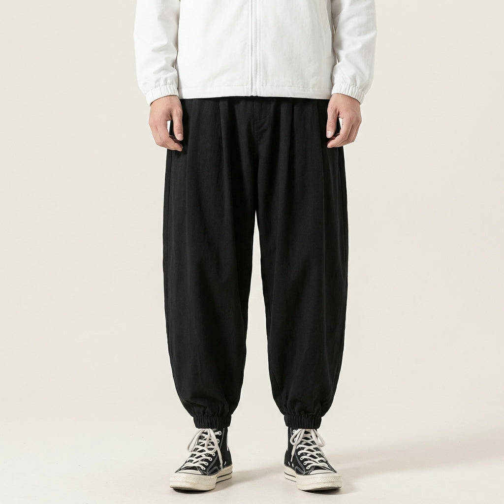 Męskie joggery baggy – Luźny krój ze ściągaczami