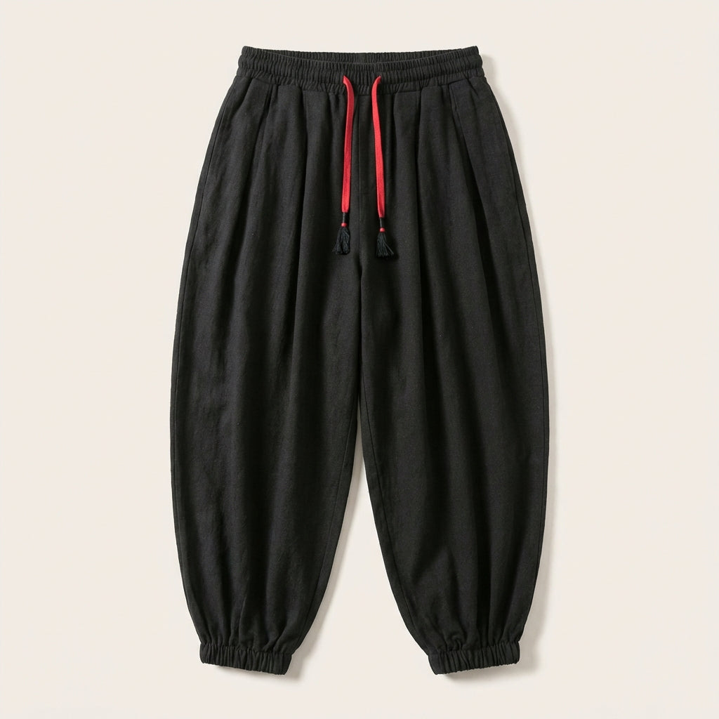 Męskie joggery baggy – Sznurek w pasie z kontrastowym detalem