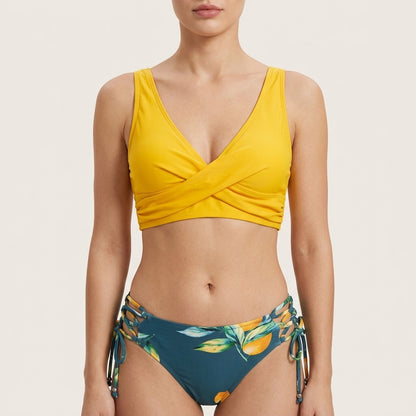 Damski kostium kąpielowy – Góra od bikini typu wrap i dół z wiązaniami