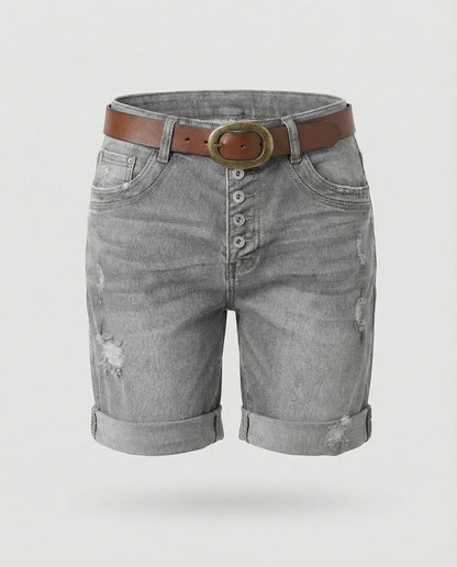Heidi fashion | Damskie szorty jeansowe z podartymi nogawkami 6