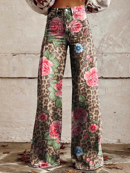 Heidi fashion | Jeansy z szerokimi nogawkami w kwiaty 9