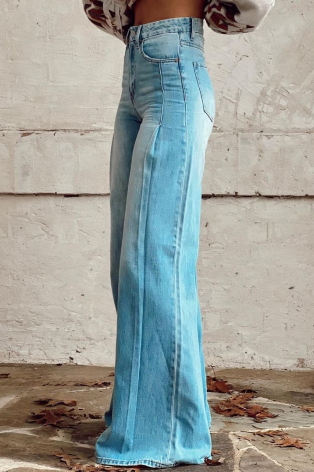 Damskie jeansy vintage boho z szerokimi nogawkami | Stylowe 1