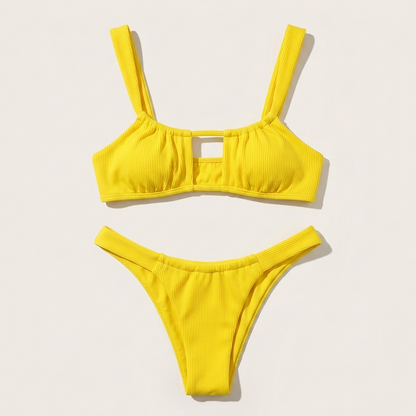 Komplet bikini damski – Szerokie ramiączka i dół z wysokim wycięciem