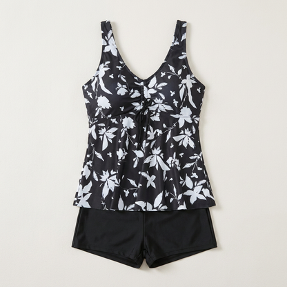 Komplet typu tankini – Top we wzory i spodenki kąpielowe
