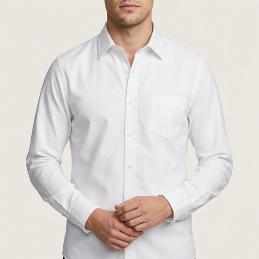 Koszula męska z długim rękawem – Klasyczny kołnierzyk i kieszeń na piersi