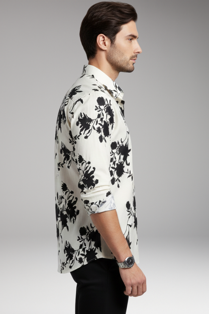 Koszula męska z nadrukiem kwiatowym i zapięciem na guziki z przodu 3