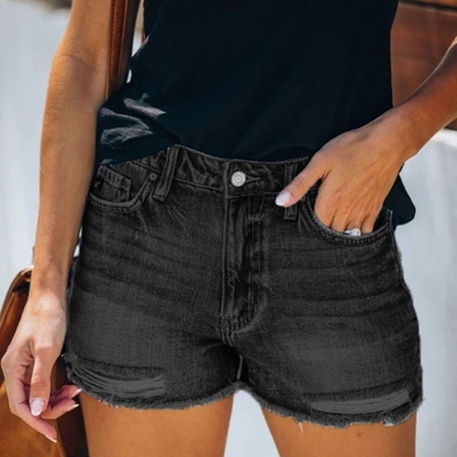 Liliana - Letnie damskie szorty jeansowe z zabawnymi frędzlami 2