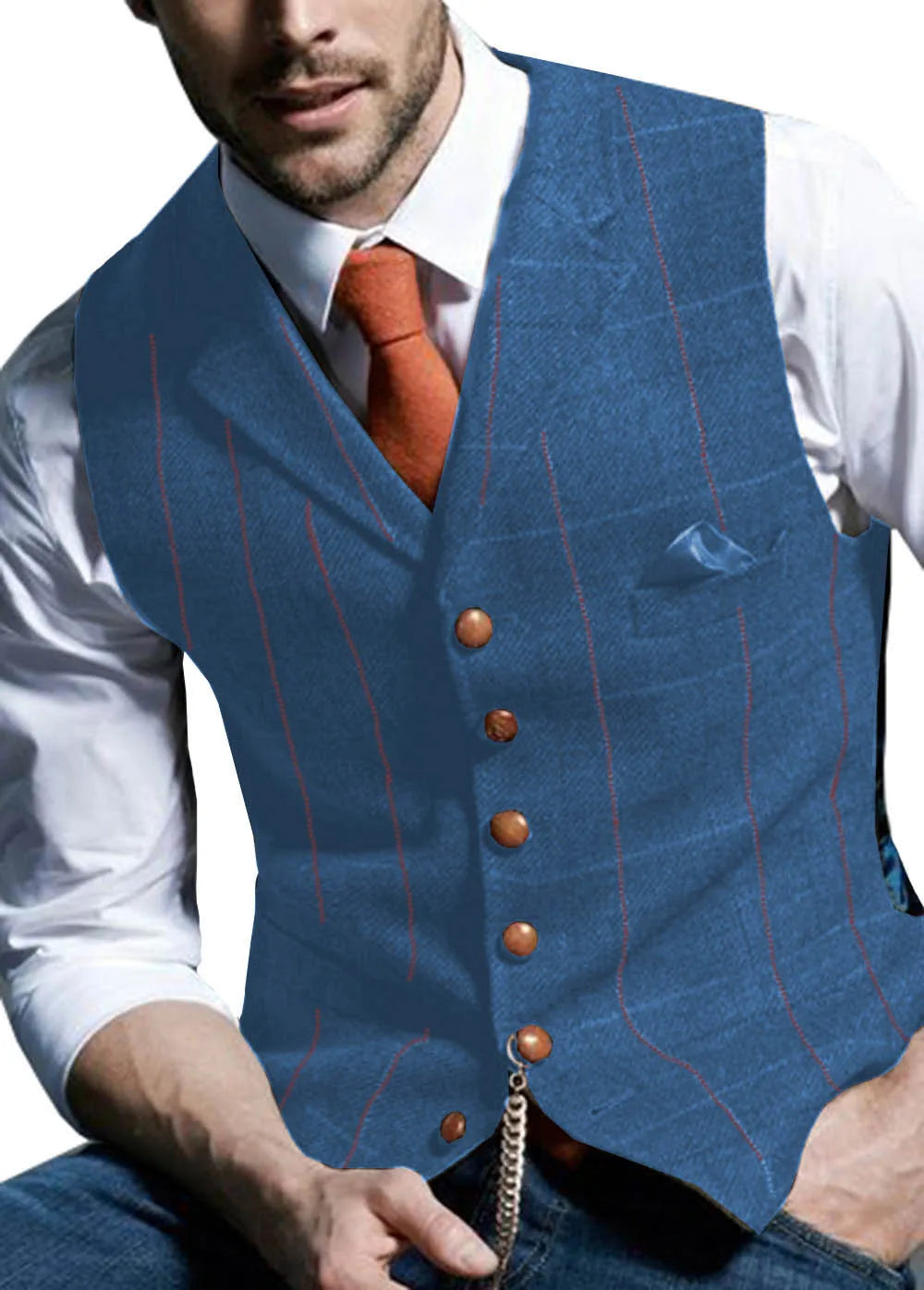 Męska elegancka kamizelka w kratę 0