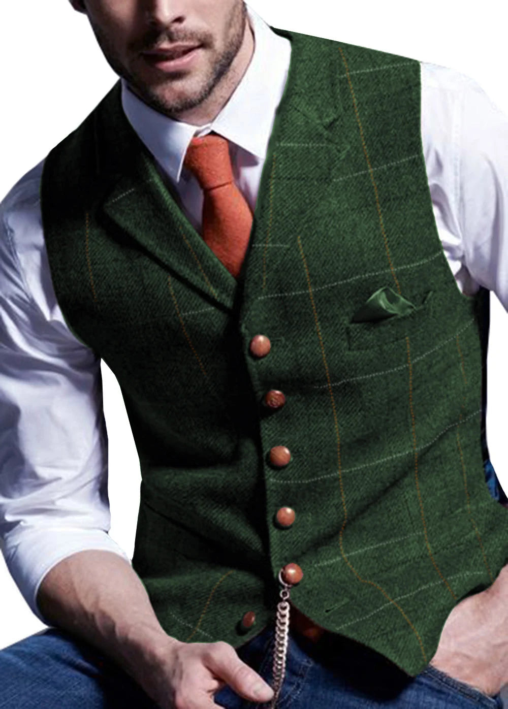 Męska elegancka kamizelka w kratę 2