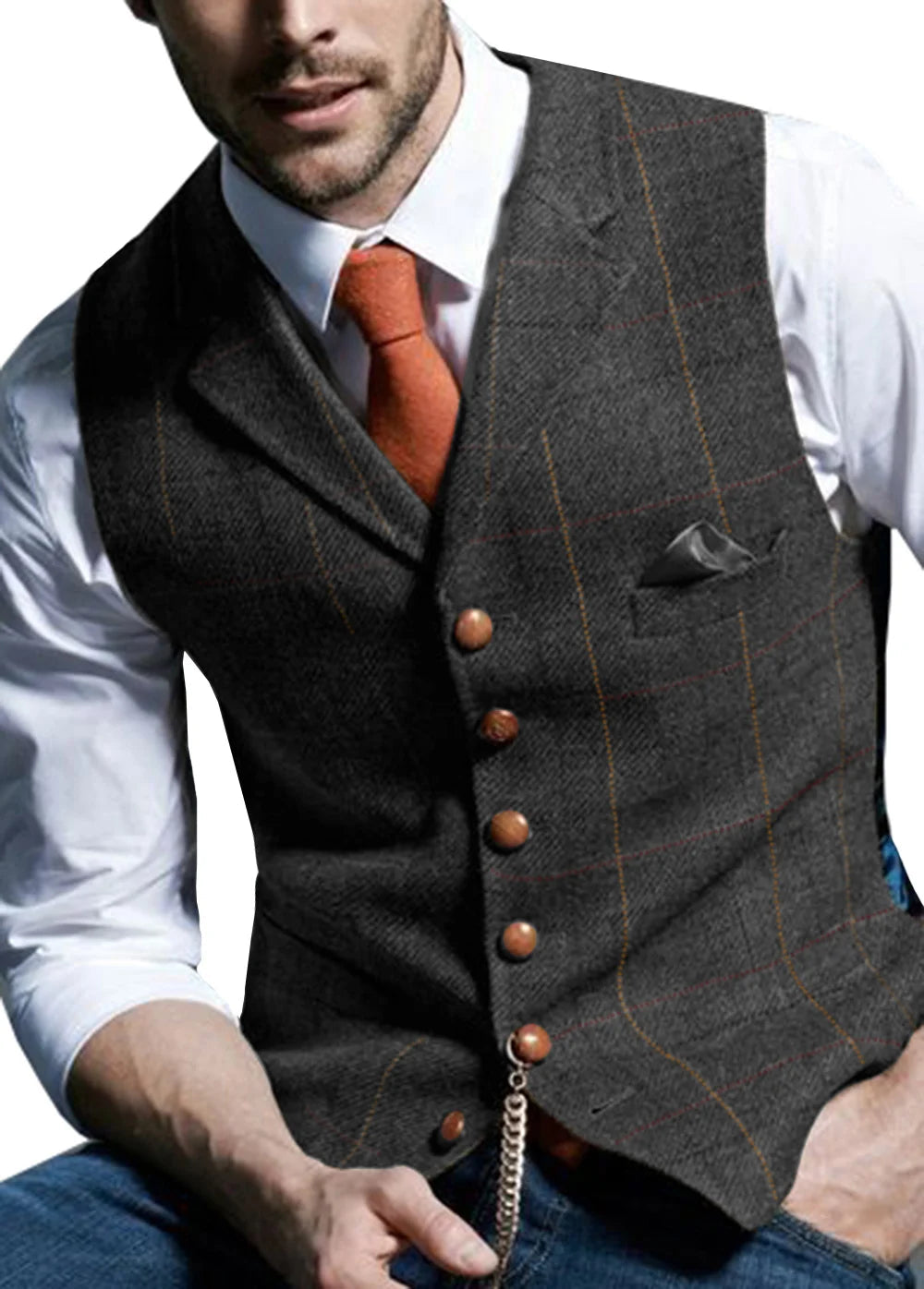 Męska elegancka kamizelka w kratę 5