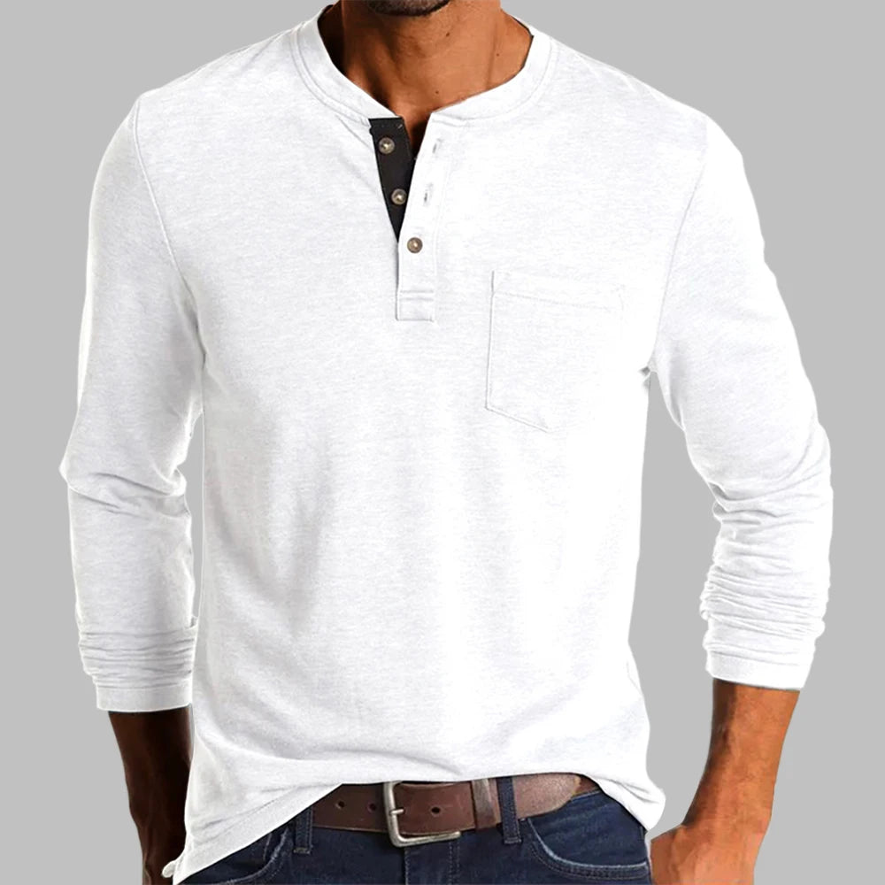 Męska koszulka Henley z długim rękawem 0