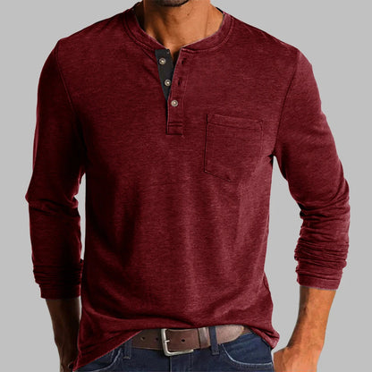 Męska koszulka Henley z długim rękawem 11