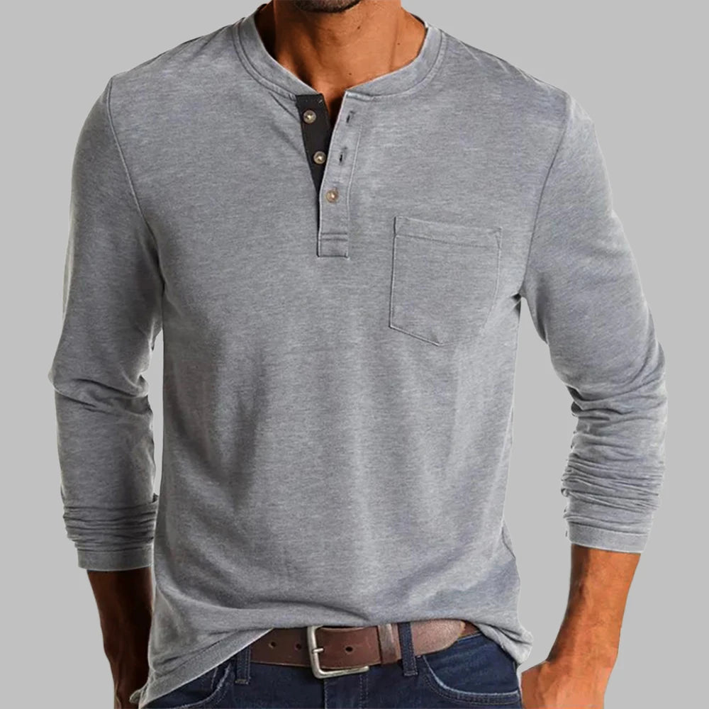 Męska koszulka Henley z długim rękawem 7