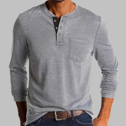 Męska koszulka Henley z długim rękawem 7