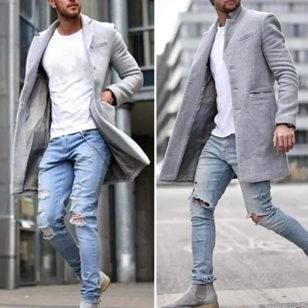 Męski elegancki płaszcz o prostym kroju 4