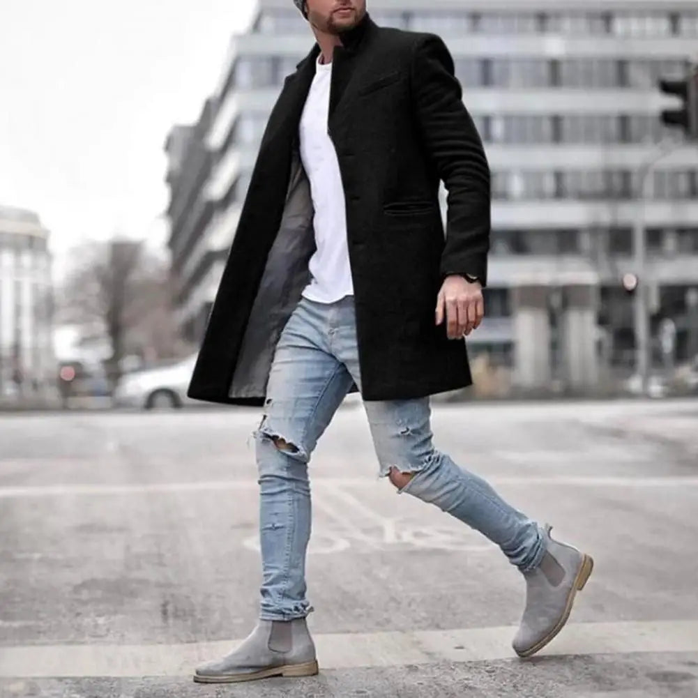 Męski elegancki płaszcz o prostym kroju 6