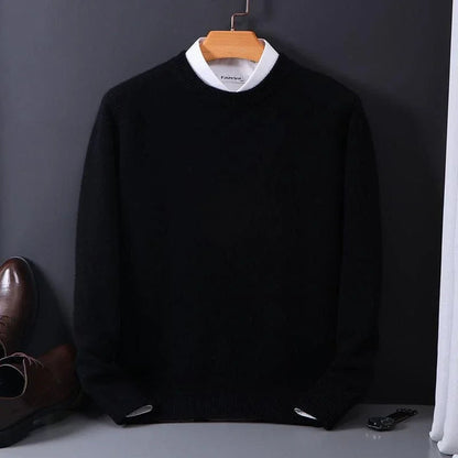 Męski sweter z kaszmiru klasyczny elegancki pulower z okrągłym dekoltem 0