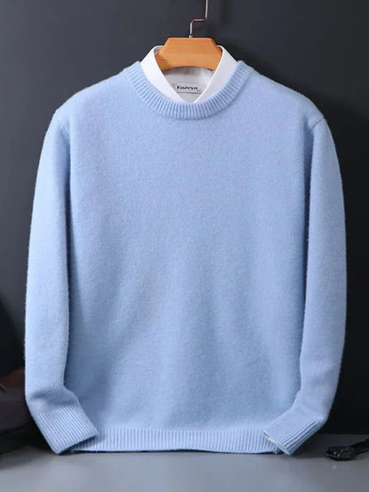 Męski sweter z kaszmiru klasyczny elegancki pulower z okrągłym dekoltem 1