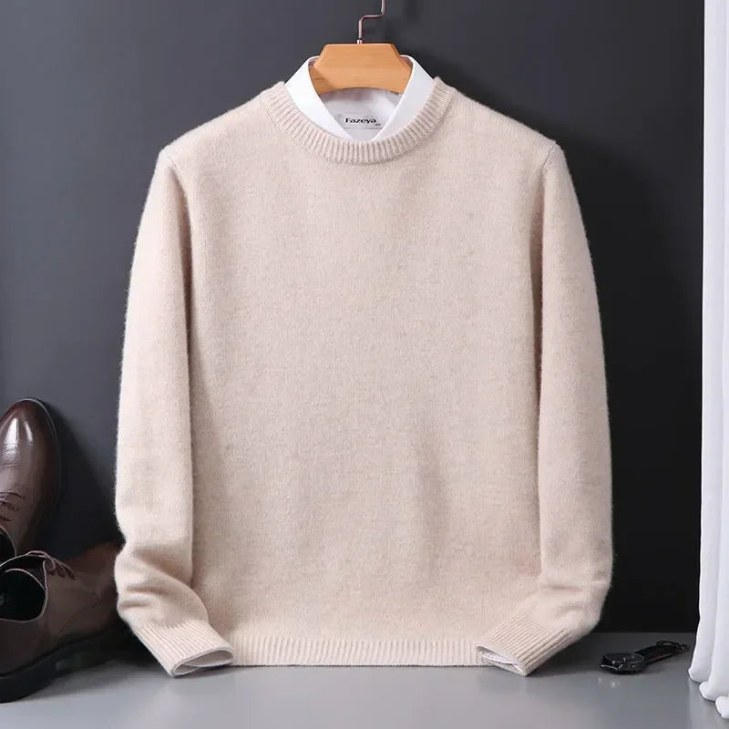 Męski sweter z kaszmiru klasyczny elegancki pulower z okrągłym dekoltem 2