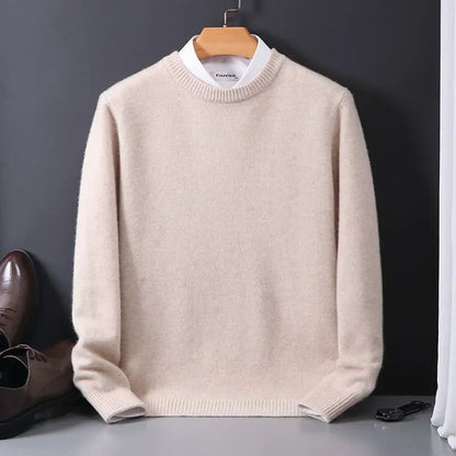 Męski sweter z kaszmiru klasyczny elegancki pulower z okrągłym dekoltem 2