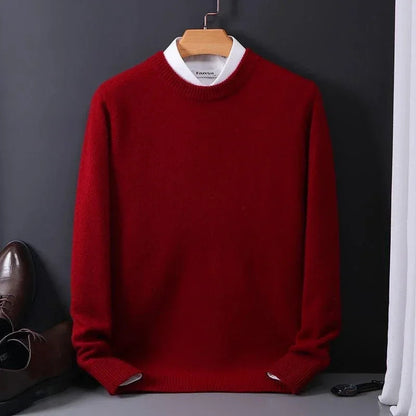 Męski sweter z kaszmiru klasyczny elegancki pulower z okrągłym dekoltem 3