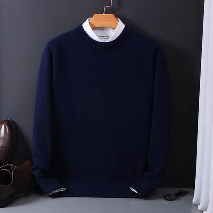 Męski sweter z kaszmiru klasyczny elegancki pulower z okrągłym dekoltem 4