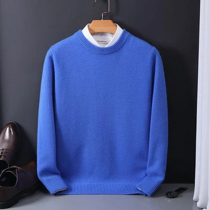 Męski sweter z kaszmiru klasyczny elegancki pulower z okrągłym dekoltem 5