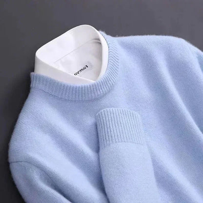 Męski sweter z kaszmiru klasyczny elegancki pulower z okrągłym dekoltem 7