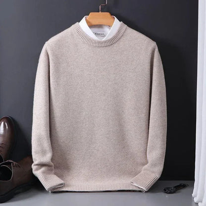 Męski sweter z kaszmiru klasyczny elegancki pulower z okrągłym dekoltem 9