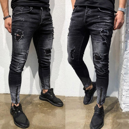 Męskie Skinny Jeans z Przetarciami 0