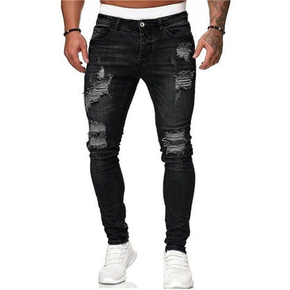 Męskie Skinny Jeans z Rozdarciami 0