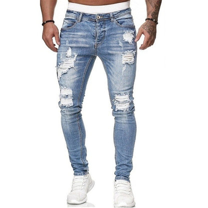 Męskie Skinny Jeans z Rozdarciami 1