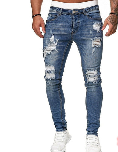 Męskie Skinny Jeans z Rozdarciami 2