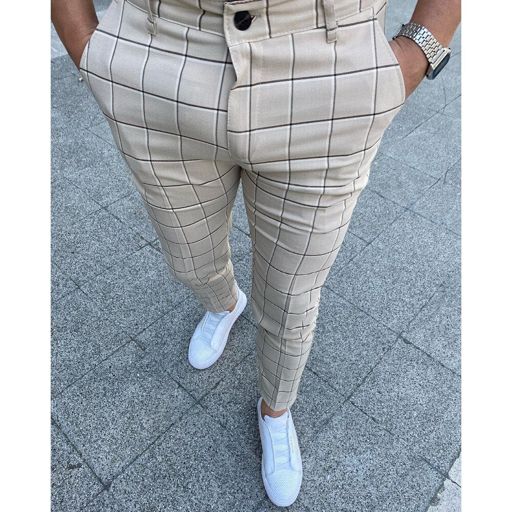 Męskie Spodnie w Kratę Slim Fit 3