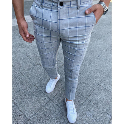 Męskie Spodnie w Kratę Slim Fit 5