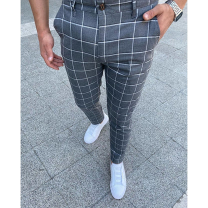 Męskie Spodnie w Kratę Slim Fit 7