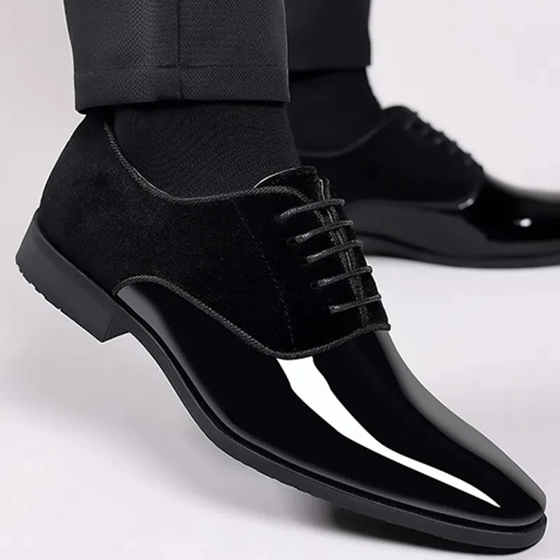 Męskie eleganckie buty wizytowe lakierowane na wesele 1