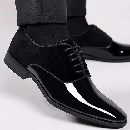 Męskie eleganckie buty wizytowe lakierowane na wesele 1