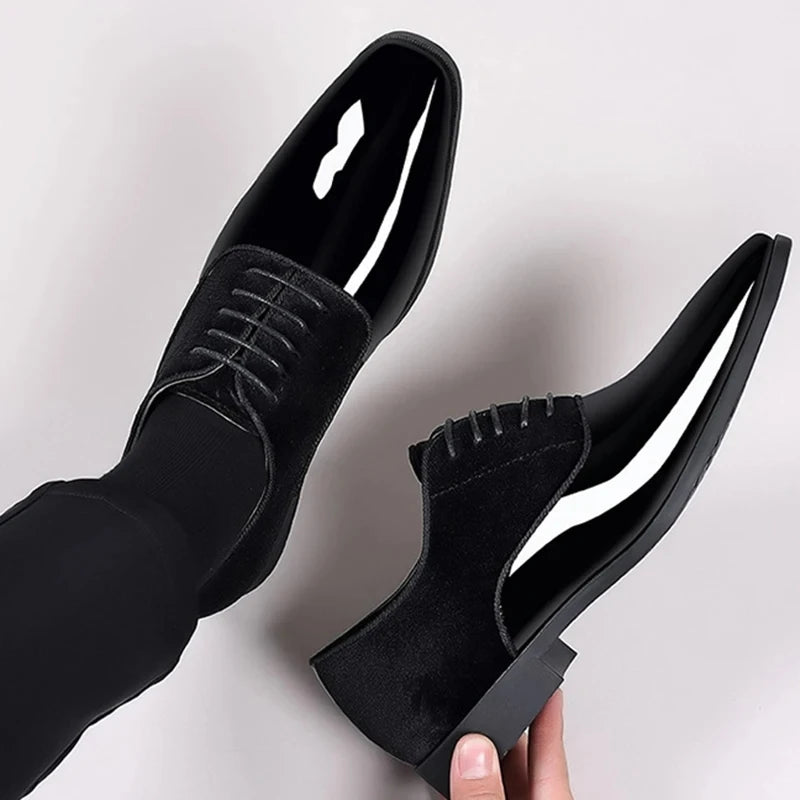 Męskie eleganckie buty wizytowe lakierowane na wesele 2