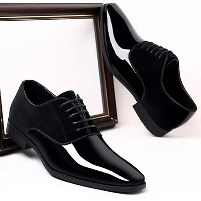 Męskie eleganckie buty wizytowe lakierowane na wesele 4