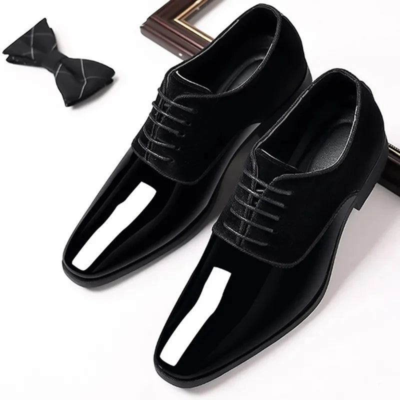 Męskie eleganckie buty wizytowe lakierowane na wesele 6