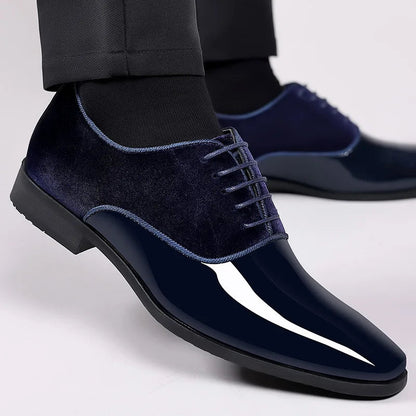 Męskie eleganckie buty wizytowe lakierowane na wesele 7