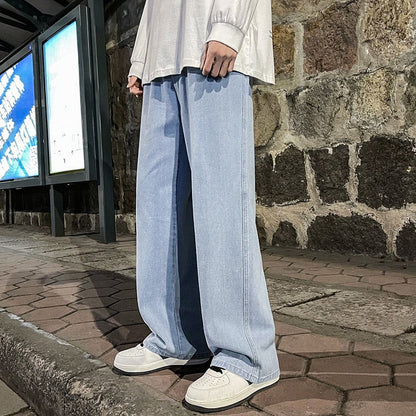 Męskie jeansy baggy z szerokimi nogawkami i elastycznym pasem 4